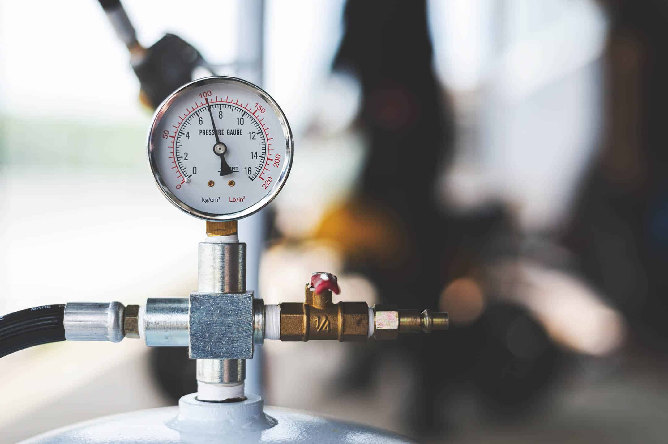 pressure meter with soft-focus and over light in the background